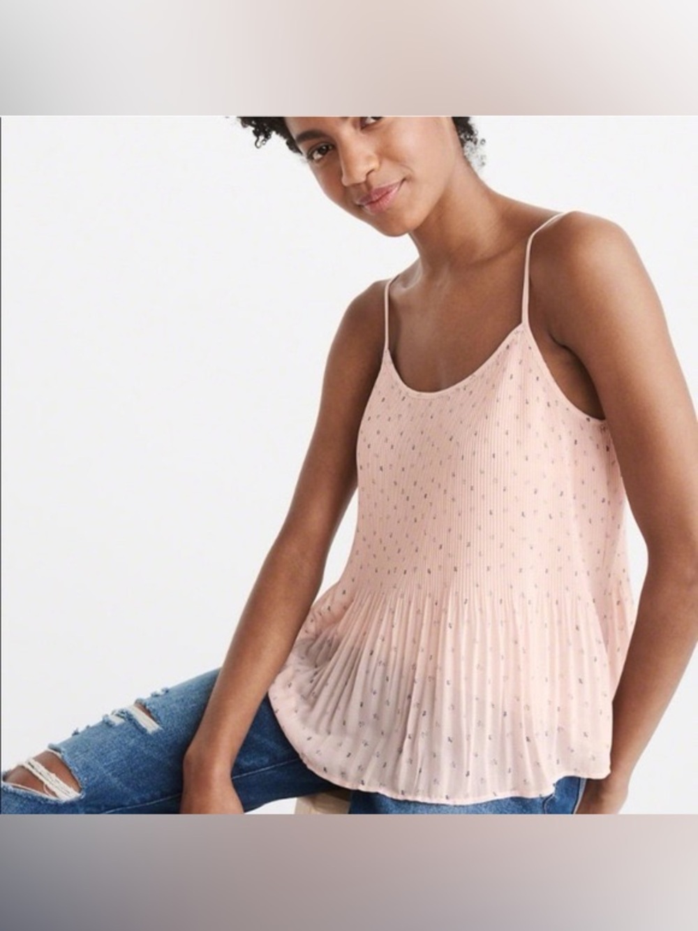 NWOT Abercrombie & Fitch pink floral pleated cami tank top